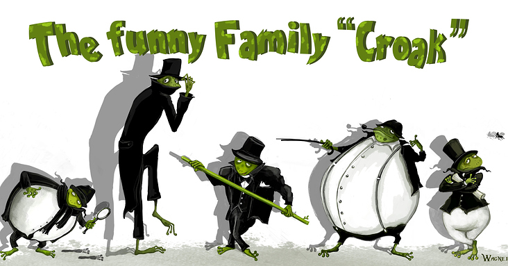 Lustige Froschfamilie
