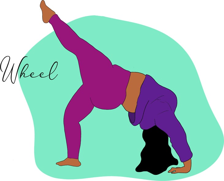 yoga illustration wheel woman