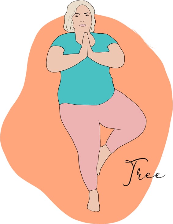 yoga illustration tree woman