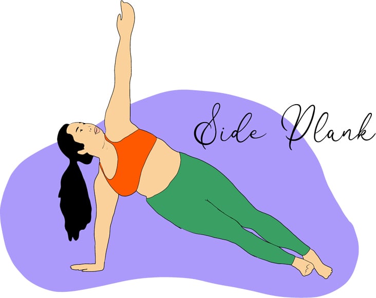 yoga illustration side plank woman