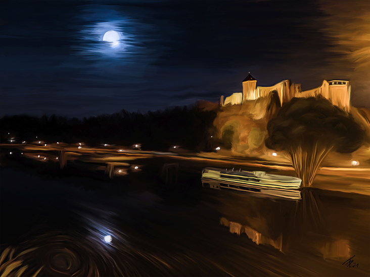 Nacht am Fluss | Digital Painting | Grafikdesign Digital Art Halle | Thomas Dietze