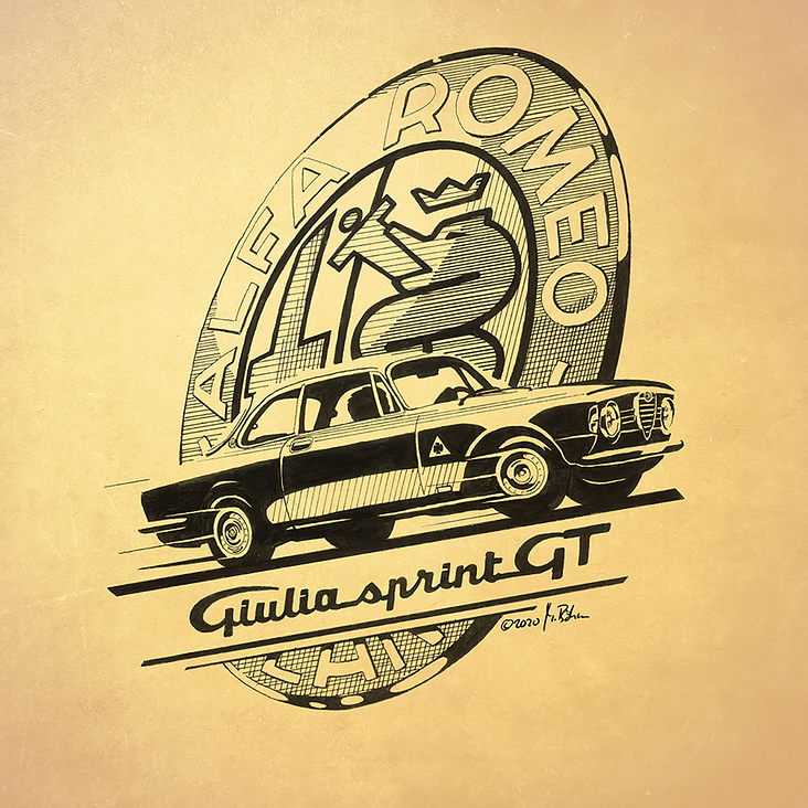 Giulia Sprint GT – Tusche auf Papier
