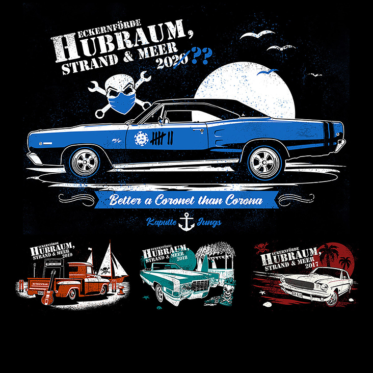 Hubraum, Strand & Meer 2017−2020 –  T-Shirt Designs f. Kaputte Jungs Speedwear