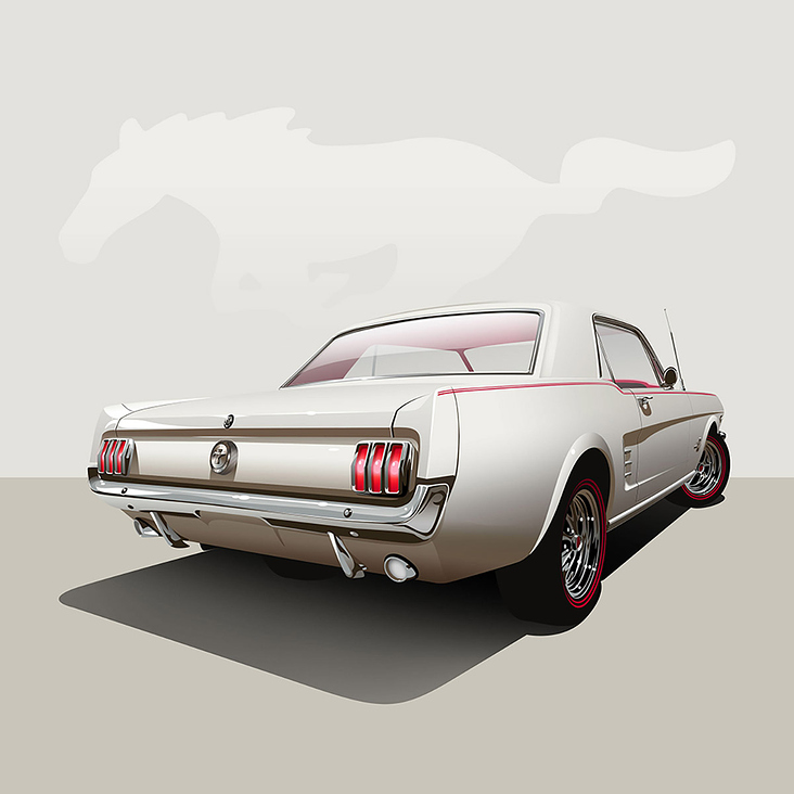 White 1966 Mustang – Vektorillustration