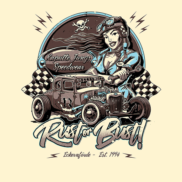 Rust Or Bust – T-Shirt Design f. Kaputte Jungs Speedwear