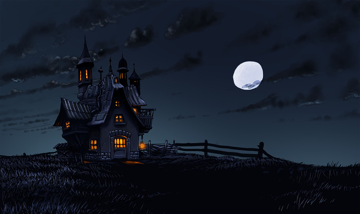 Hexenhaus bei Nacht