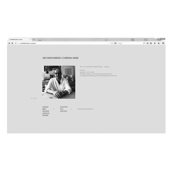 Website (Design und Umsetzung) für das „Architekturbüro Weise“ (Team)