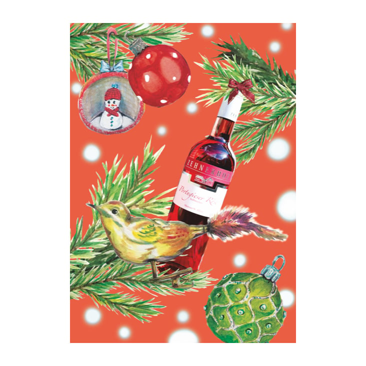 Weihnachtspostkarte für ein Weingut