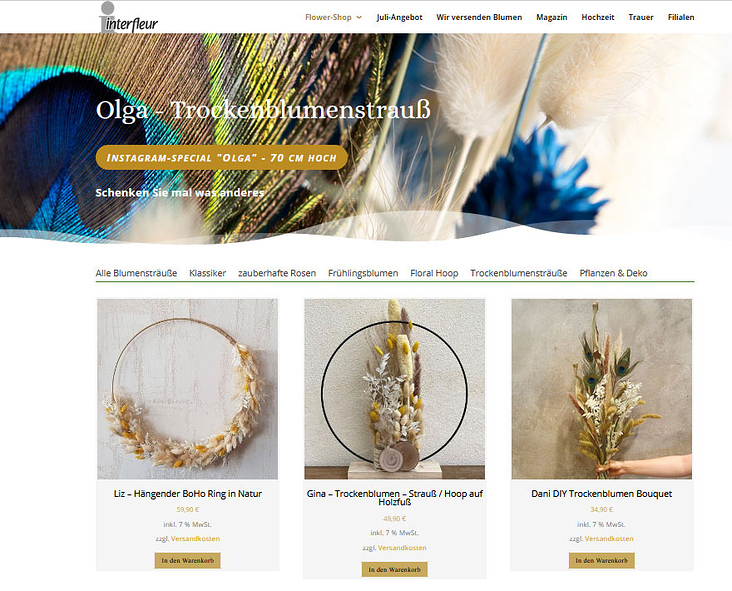 Online Shop für Floristen