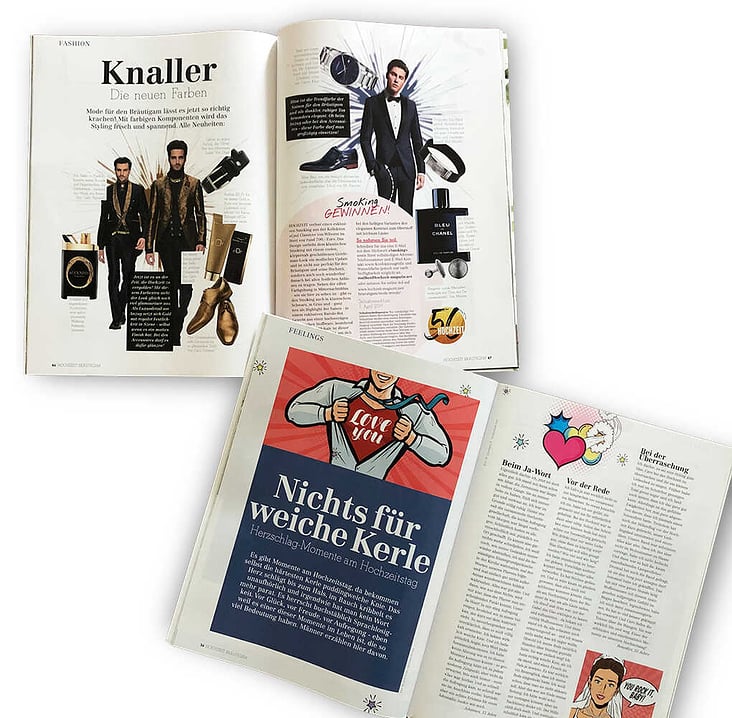 Editorial-Design, Layout für ein Männer-Magazin als Beilage zum HOCHZEIT Magazin