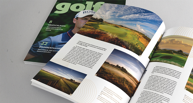 Doppelseite aus dem Golf und Business Magazin 02/2021