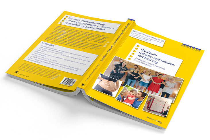 Handbuch für Geburts- und Familienvorbereitung, Titel und Rückseite