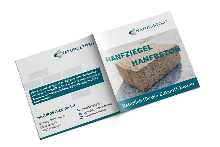 Imagebroschüre für »Naturgetreu GmbH«, Titel und Rückseite