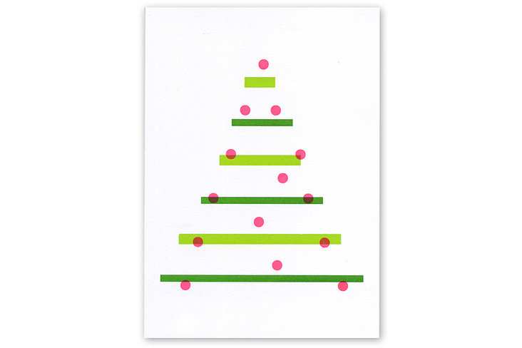 minimalistische Weihnachtskarte mit Punkten und Linien
