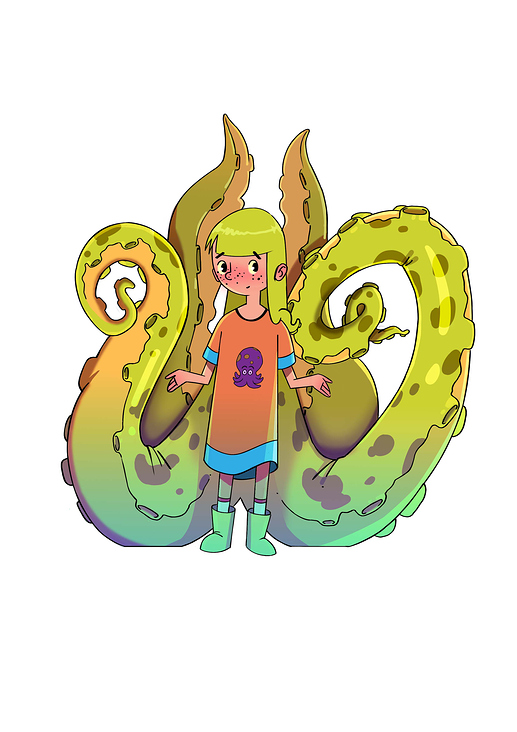 Girl with tentacle hair t shirt design