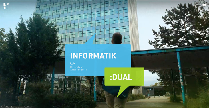 Startseite „Informatik Dual“ der Hochschule Darmstadt