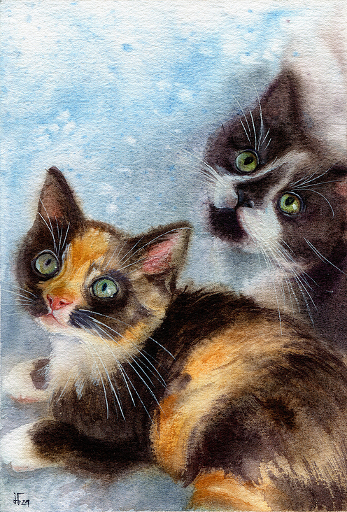 zwei Kätzchen – Aquarell