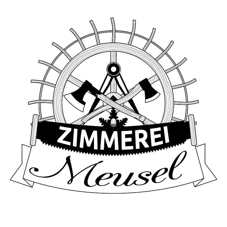 Logo für Zimmerei mit Sägemühle – traditionelles Design