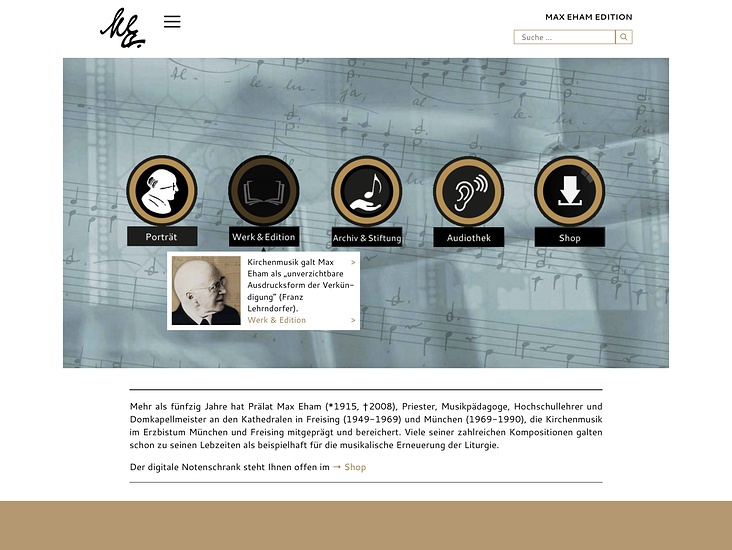 Kirchenmusik zum download (Max Eham), Website