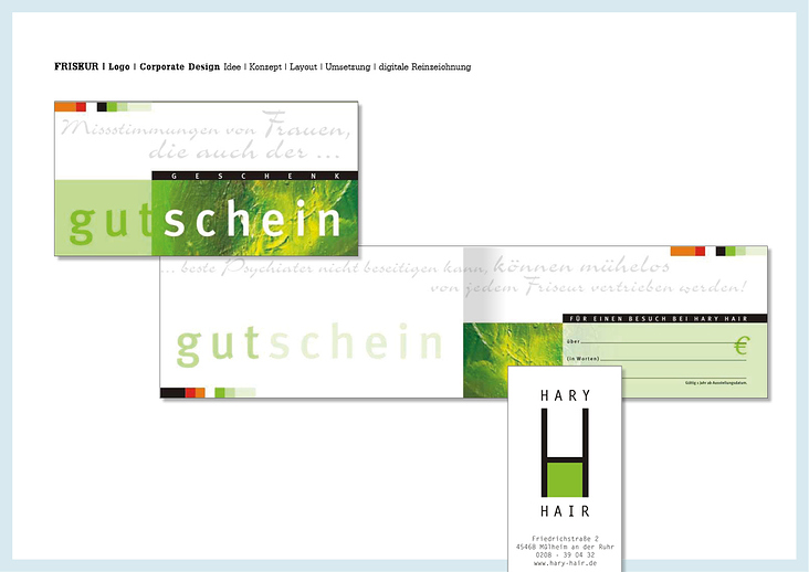 Logo  |  Corporate Design |  Gutschein |  Visitenkarte  |  HARY HAIR Friseur