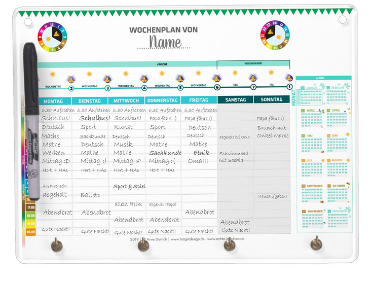 Der Wochenkalender als erweiterter Stundenplan als Whiteboard