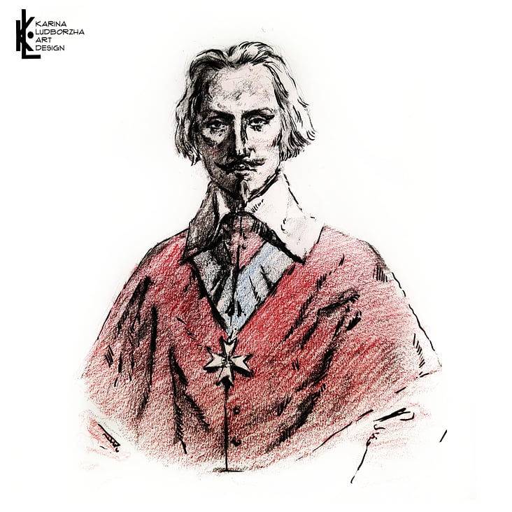 Cardinal Richelieu 20×20cm Bleistift/Fine Liner/Papier