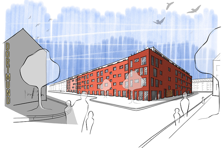 Kita und Wohnen Neubau Dortmund, Illustration für einen Projektentwickler