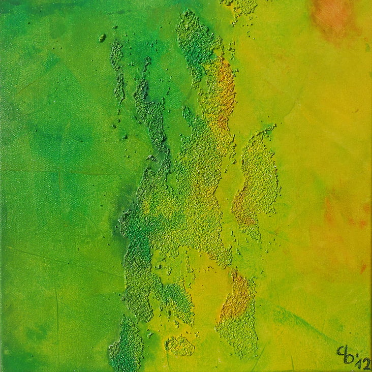 „TRILOGY II“ | GREEN FOLLOWED 50 × 50 cm | ACRYL + STRUCTURAL PASTE ON CANVAS | 2011