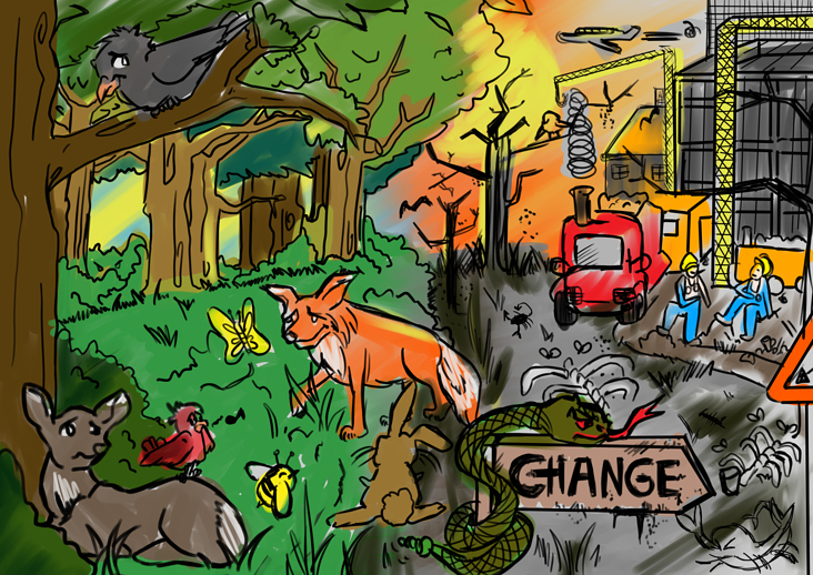 Illustration: Klimawandel / Zeichenwettbewerb zum Thema „Change“