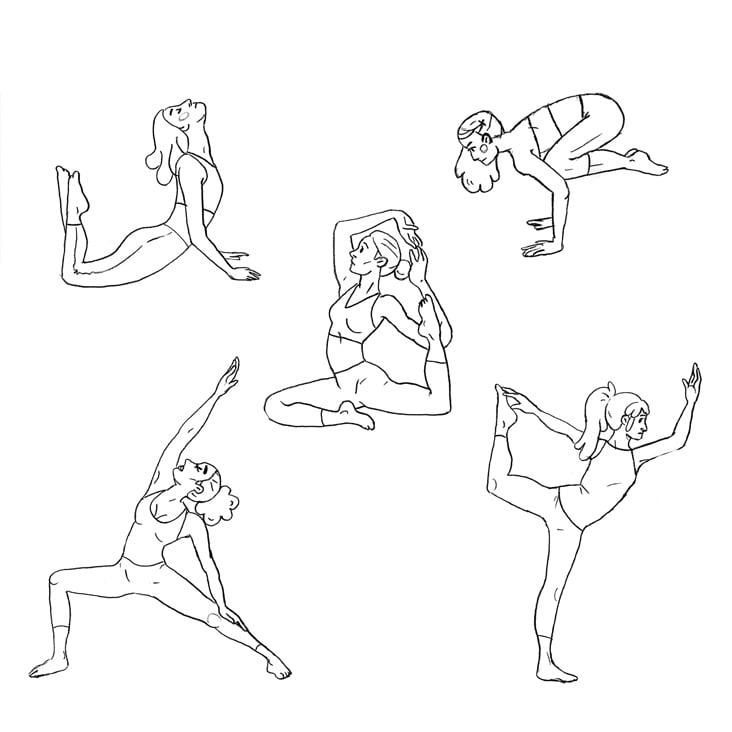 Skizzen Yoga Positionen
