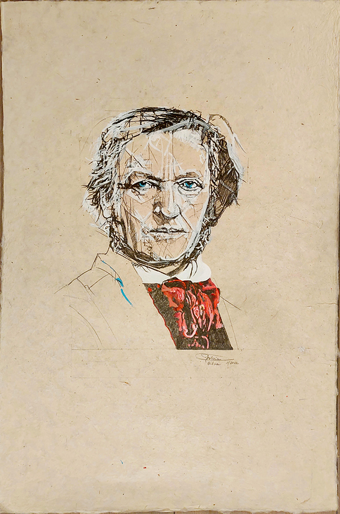 RICHARD WAGNER, 2022, Acryl und Graphit auf Hanfpapier, 50 × 76 cm