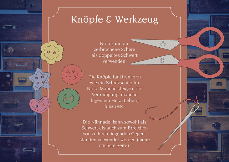 Knöpfe und Werkzeuge