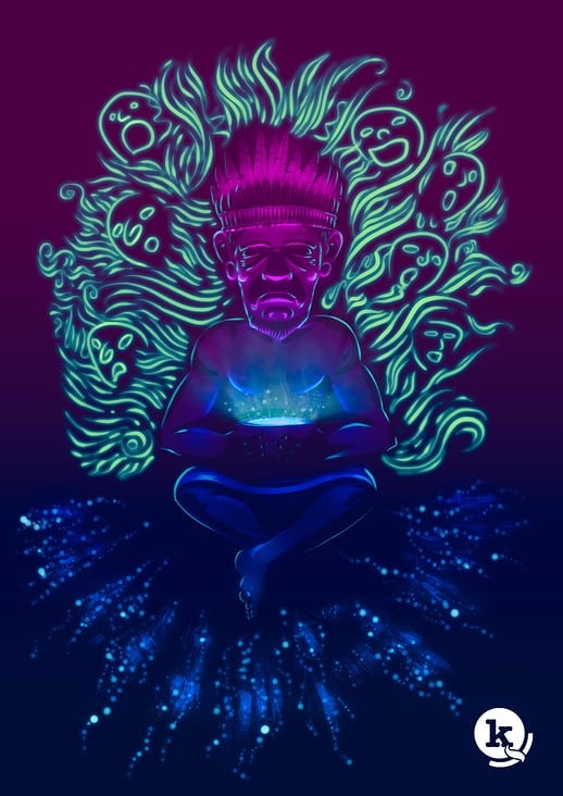 Illustration of a traditional shaman from Ecuador.