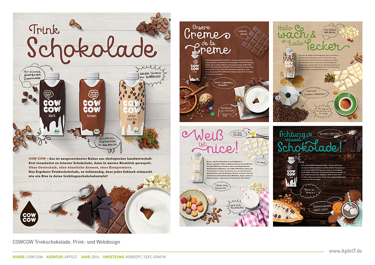 COWCOW Trinkschokolade. Print- und Webdesign.