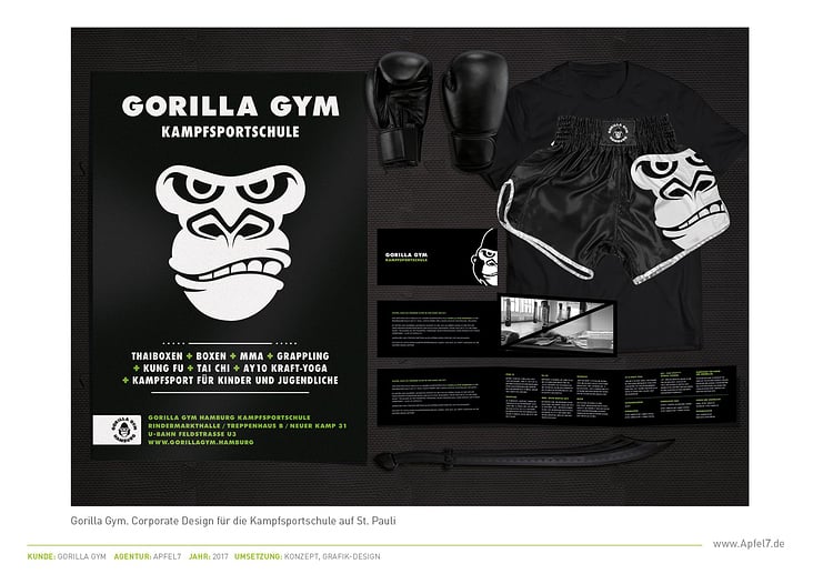 Werbemittel für die Hamburger Kampfsportschule Gorilla Gym