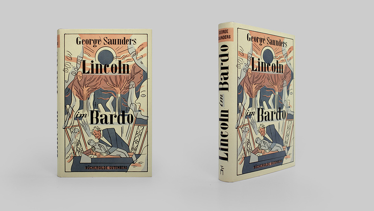 «Lincoln im Bardo»- book jacket front and spine