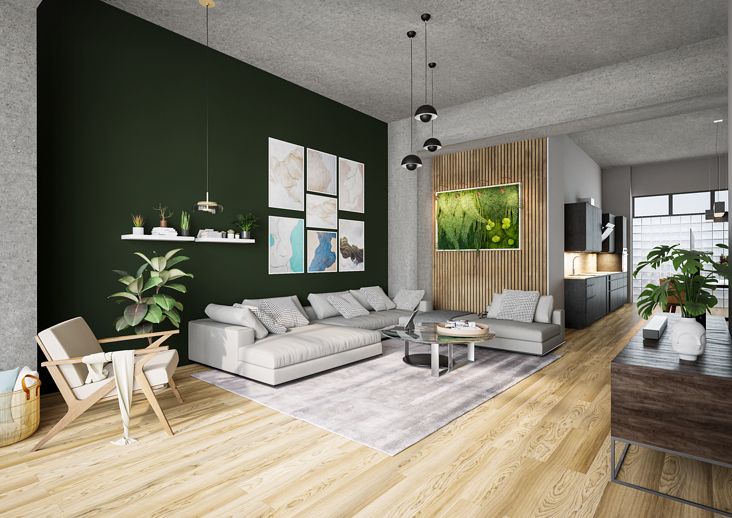 3D Visualisierung Immobilie Wohnzimmer