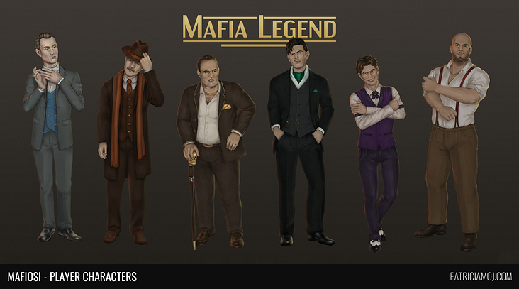 Character Design und Illustration – Spielercharaktere: Mafiosi