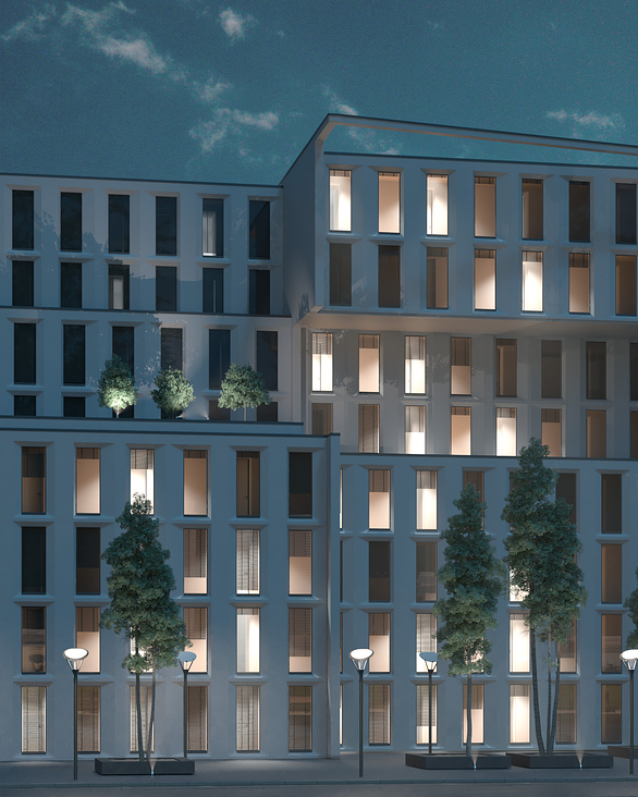 3D Visualisierung Bürogebäude 2 Blaue std.