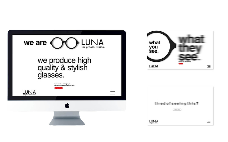 Web Design Layout Konzept — Luna Glasses