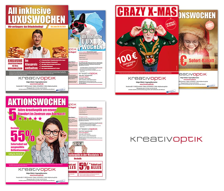 Flyergestaltung für Firma Kreativoptik