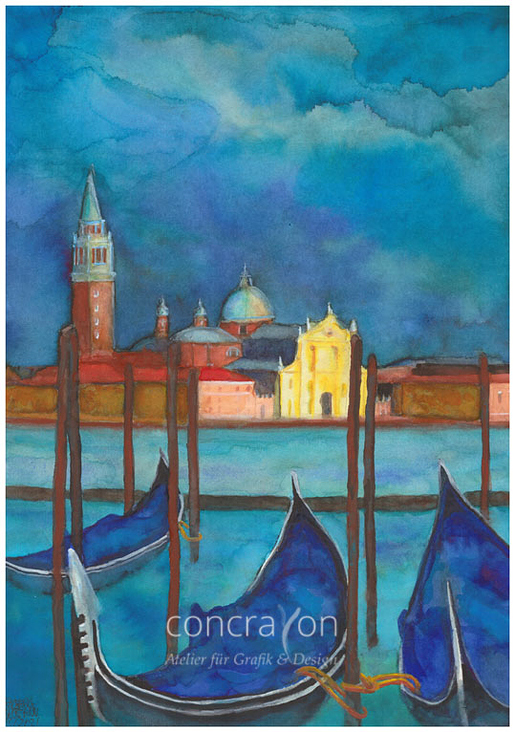 Venedig Aquarell expressive Farben Auftragsarbeit