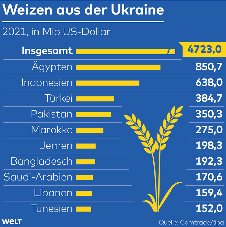Weizen aus der Ukraine, WELT