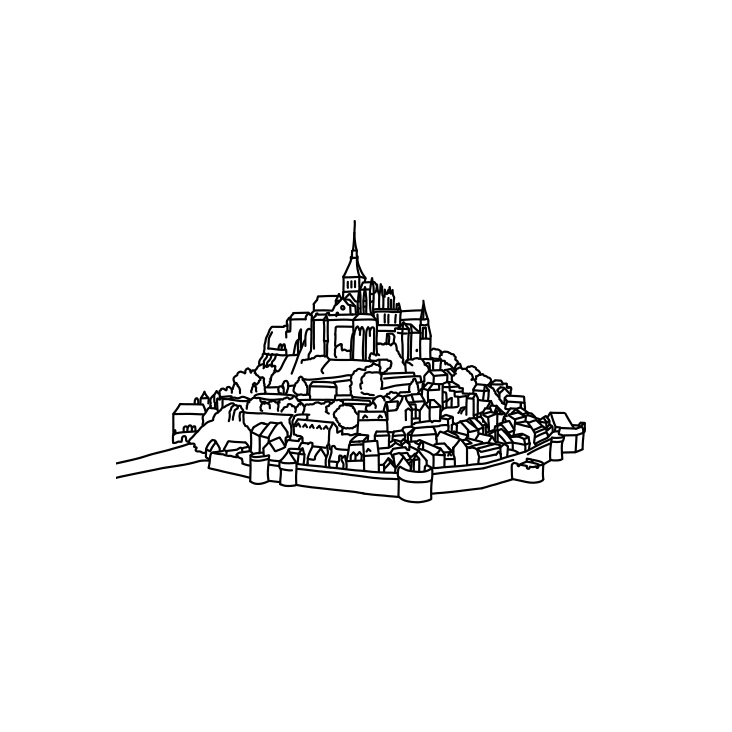 Strichzeichnung Mont St Michel