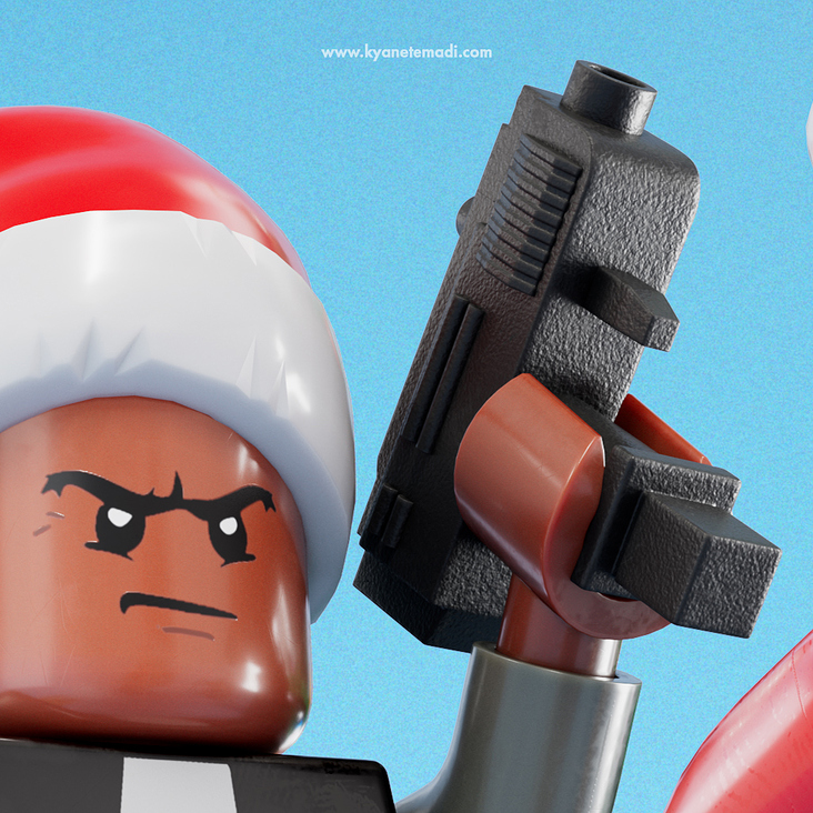 Ghetto Lego 3D Christmas Card Closeup 1