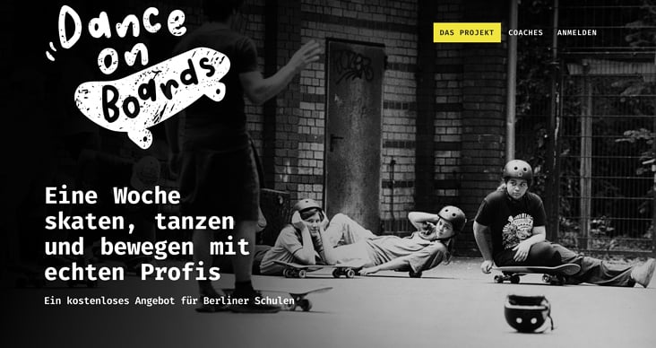 1/4 Dance on boards – Startseite cropped, www.dance-on-boards.de