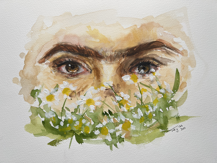 Auge mit Blumen