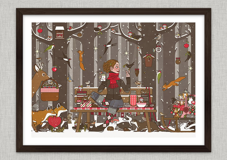 Lily Lux Weihnachtskarte Picknick im Wald