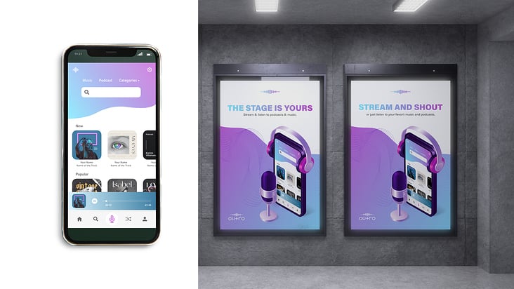 App Design „outro“ – Streaming App für Musik und Podcasts