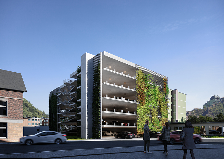 Außenvisualisierung eines grünen Wohnquartiers im schönen Kurort